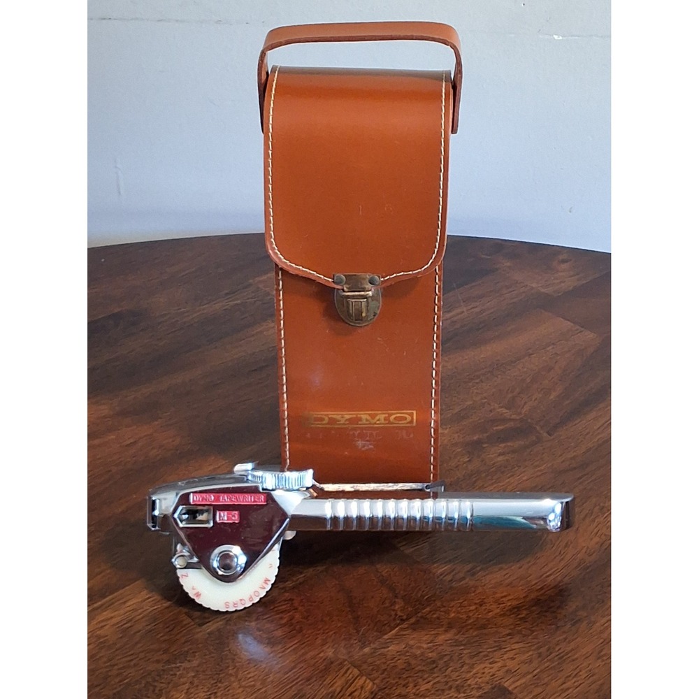 Vintage Dymo M-5 Tapewriter Chrome Embossing Label Maker with Original Case